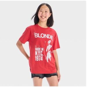 Kids Red BLONDE Made in NYC 1974 Graphic T Shirt Tee Youth‎ Size XL